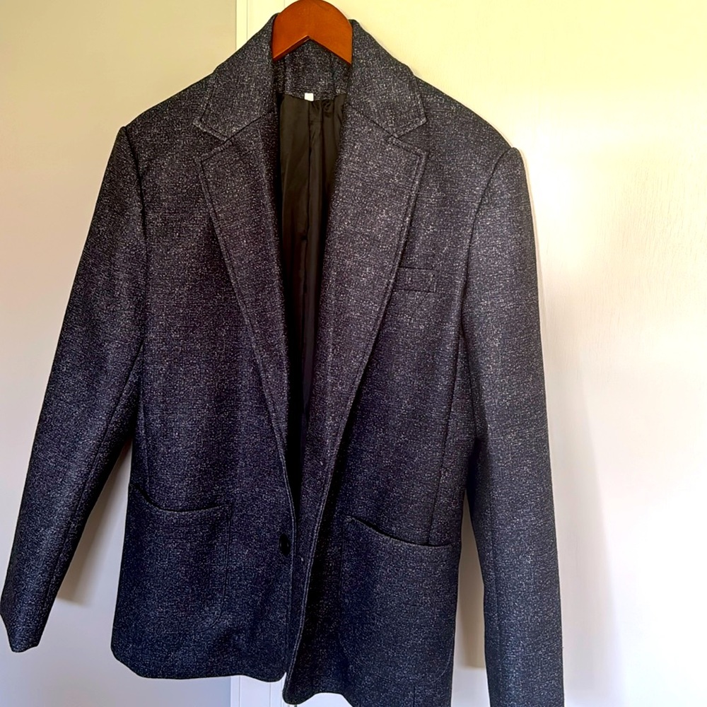 Vintage v-collar color matching color long-sleeved blazer
